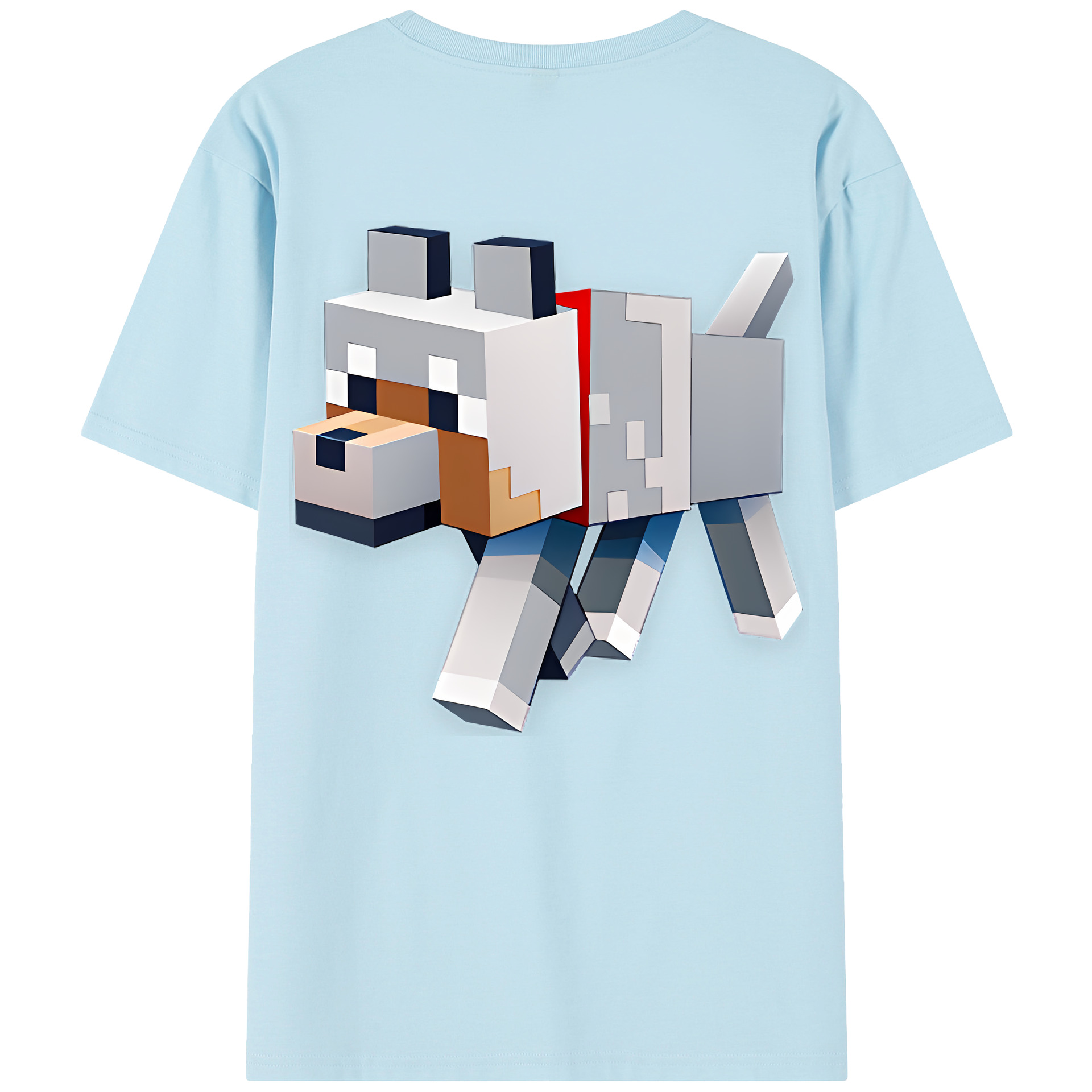 （画像用） マインクラフト ブロックの世界 Minecraft MC Block world 綿100％半袖Tシャツ（背面プリント）